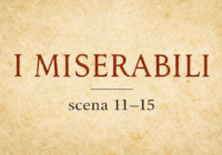Copertina I Miserabili con testo scena 11-15 su sfondo stile pergamena
