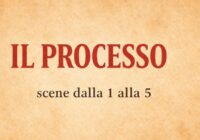 immagine con titolo Il Processo e sottotitolo scene dalla 1 alla 5 su sfondo effetto carta antica