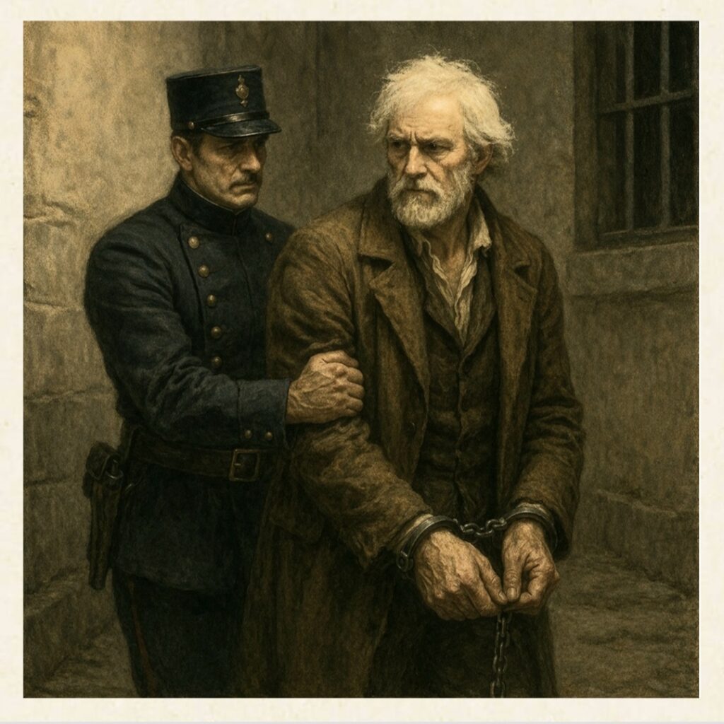 Javert arresta Jean Valjean dopo la rivelazione della sua identità riportandolo sotto il controllo della legge