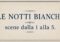 Grafica vintage con scritta Le notti bianche scene dalla 1 alla 5 su sfondo chiaro ispirato alla copertina del racconto di Dostoevskij.