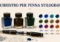 Inchiostro per penna stilografica con boccette colorate e pennino