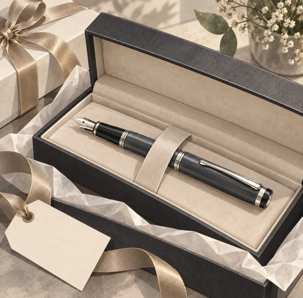 Penna stilografica presentata in un elegante cofanetto regalo